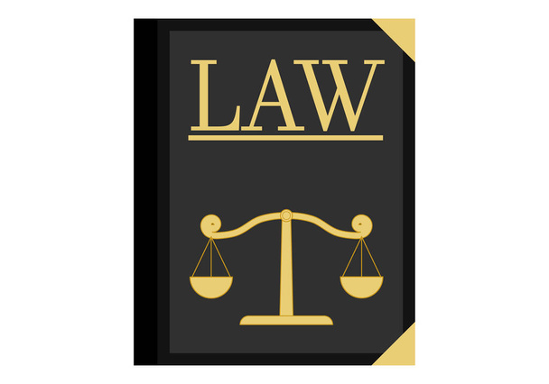 Libro de leyes negro con escamas doradas. - Vector, imagen