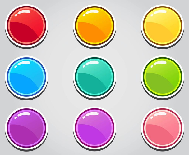 Juego de botones de dibujos animados, elemento GUI para el juego móvil - Vector, imagen