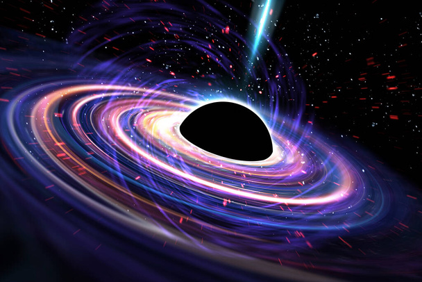 Universo realista agujero negro espacio fondo Ilustración 3D - Foto, Imagen