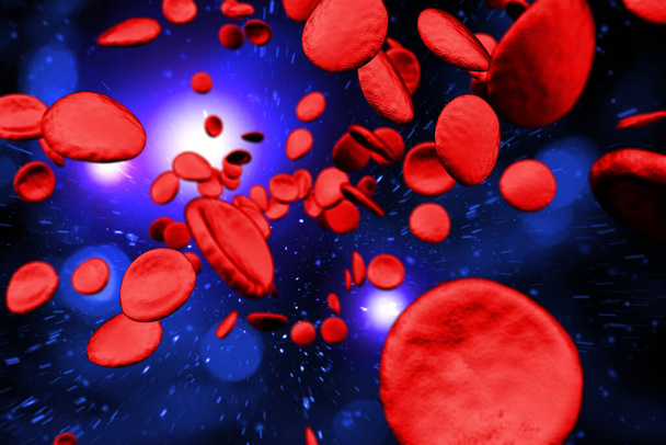 Υγιή ανθρώπινα ερυθρά αιμοσφαίρια σε κοντινό πλάνο 3d εικόνα - Φωτογραφία, εικόνα