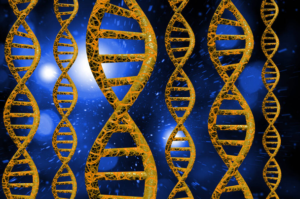 Abstract DNA strand double helix genetics 3D illustration - Photo, Image