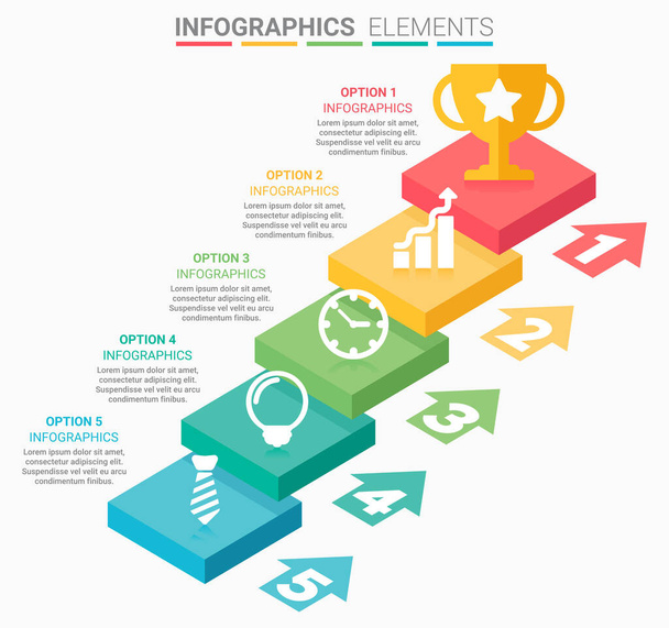 INFOGRAPHICS Business Staircase element design the number - Vector, Image
