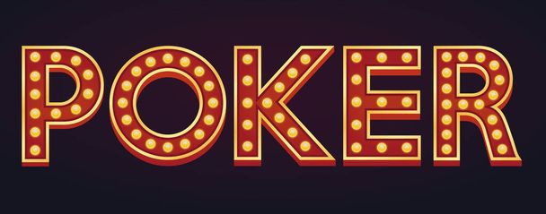 Покер баннер алфавит знак шатра лампочки винтажный - Вектор,изображение
