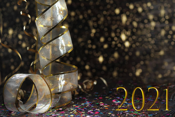 Happy New Year. Symbol from number 2021 on abstract background - Фото, зображення