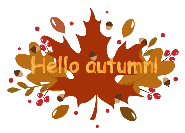 hallo herfst in de bladeren - Vector, afbeelding