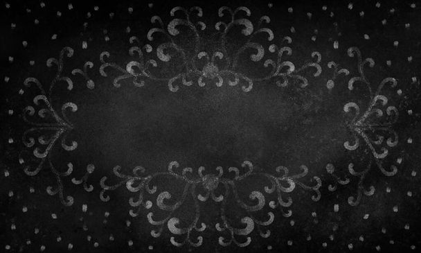 noir grunge coûteux fond mystérieux magique avec des motifs ornés, cadre, ombrage et endroit pour le texte - Photo, image