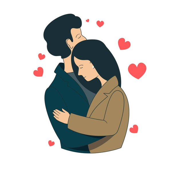 A guy and a girl hugging lovers. Couple in love. Valentine's day card. - ベクター画像