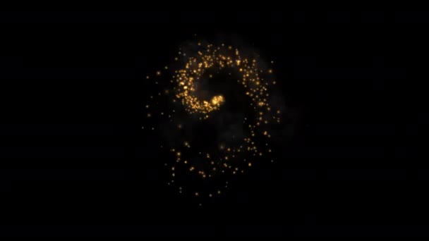 中央に飛ぶ花火は、アルファパスを含む3Dレンダリングと金火花粒子トレイルを持っています. - 映像、動画