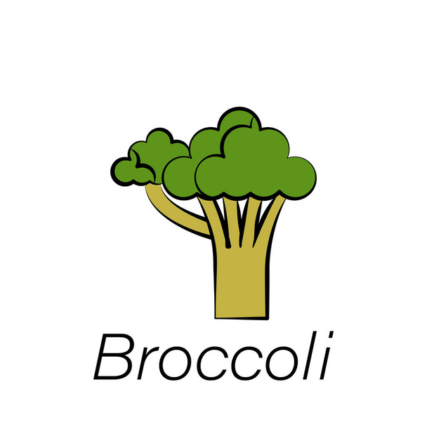 ブロッコリーハンドドローアイコン。農業イラストのアイコンの要素。白い背景にWeb 、ロゴ、モバイルアプリ、 UI 、 UXなどの記号や記号を使用できます。 - ベクター画像