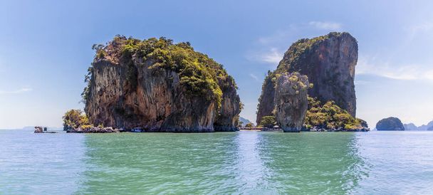 A panorama view in Phang Nga Bay of  Khao Phing Kan island in Thailand - Fotó, kép