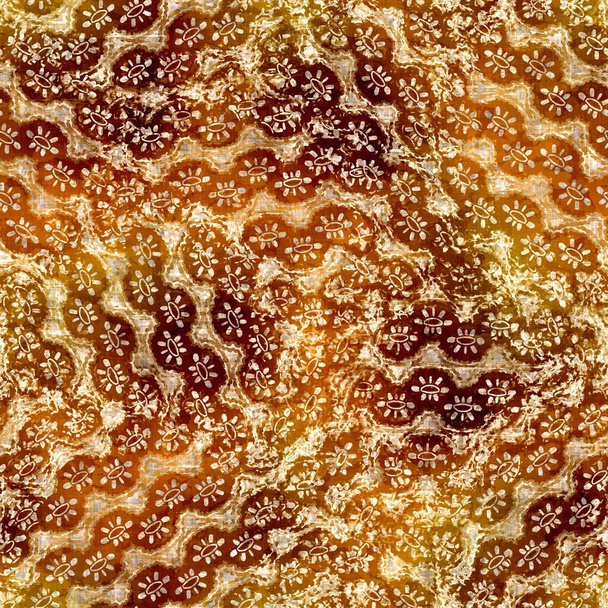 Seamless modern sepia brown blockprint collage print. Grunge watercolor texture background. Worn mottled washed out pattern textile fabric. Painterly blur linen all over print  - Photo, Image