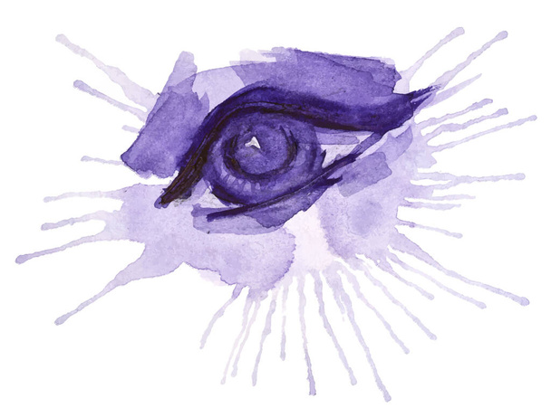Μάτι φτιαγμένο από πιτσιλιές, μόδα και ομορφιά. Ζωγραφική ακουαρέλα ζωγραφισμένη στο χέρι απομονωμένη σε λευκό φόντο, διάνυσμα EPS 10. - Διάνυσμα, εικόνα