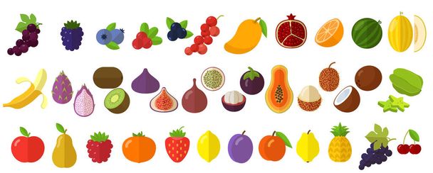 φρούτα και μούρα διάνυσμα εικονίδιο σύνολο - Διάνυσμα, εικόνα