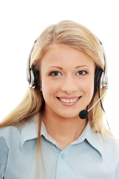 Call center woman with headset - Foto, Bild