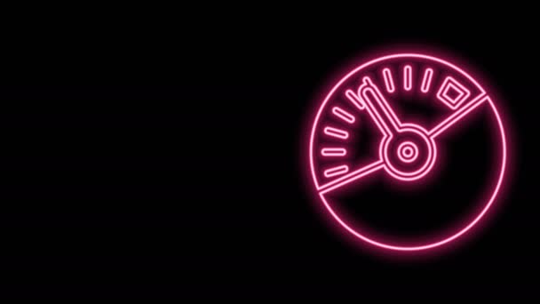 Linha de néon brilhante Ícone do velocímetro isolado no fundo preto. Animação gráfica em movimento de vídeo 4K - Filmagem, Vídeo