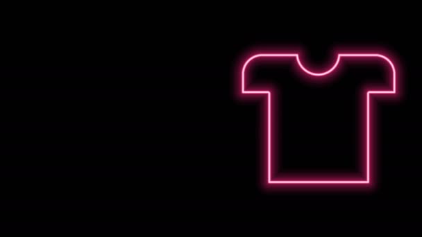 Világító neon vonal póló ikon elszigetelt fekete háttér. 4K Videó mozgás grafikus animáció - Felvétel, videó