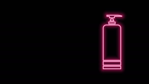 Linha de néon brilhante Creme ou loção ícone tubo cosmético isolado no fundo preto. Produtos de cuidados com o corpo para homens. Animação gráfica em movimento de vídeo 4K - Filmagem, Vídeo
