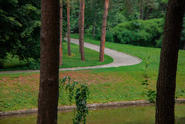 парк відкритий пейзаж пейзаж тротуарна дорога для прогулянок і ставок водосховище природне середовище простір без людей тут у весняний день
 - Фото, зображення