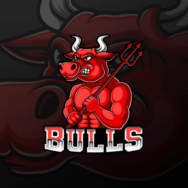 Red bull sport mascot logo design of illustration - Vector, Image