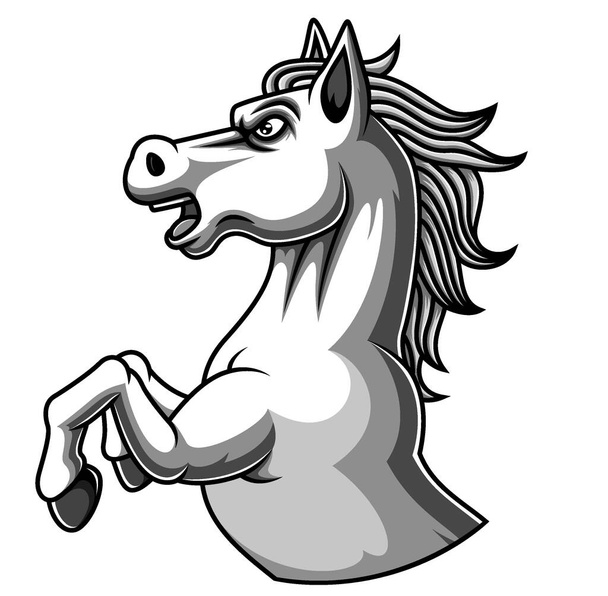 イラストの白い馬のマスコットのロゴデザイン - ベクター画像