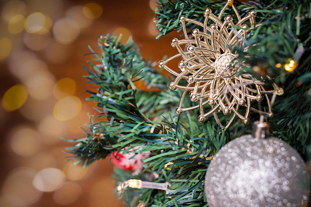 the christmas decoration star on christmas tree - Photo, Image