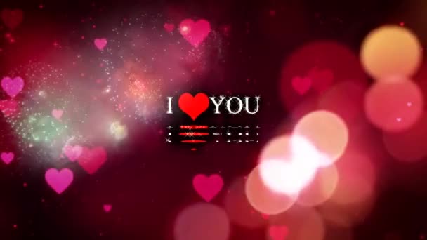 Kocham Cię Propozycja kolorowa animacja tekstowa - Romantyczne słowo "Kocham Cię" Abstrakcyjna animacja w rozdzielczości 4K. Walentynki, tło miłości, tło serca, czerwone serca poruszające się czarne tło. - Materiał filmowy, wideo