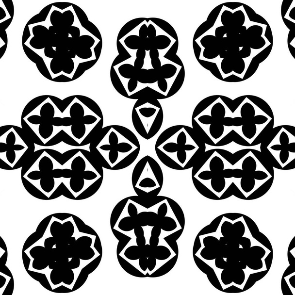 Naadloze polygon herhalen Moderne Geometrische zwarte patronen, polygonaal voor behang. Ornament voor tapijt. Etnische en stammenmotieven. kunstbehang. Zwart-wit  - Foto, afbeelding