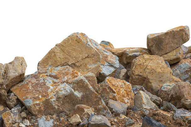 pila de piedra y suelo aislado sobre fondo blanco con camino de recorte - Foto, Imagen