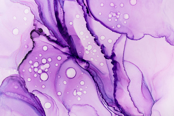 Closeup of purple alcohol ink abstract texture, trendy wallpaper. Art for design project as background for invitation or greeting cards, flyer, poster, presentation, wrapping paper - Fotoğraf, Görsel