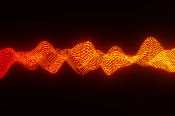 fondo abstracto naranja Onda de audio latido del corazón 3d rendering - Foto, Imagen