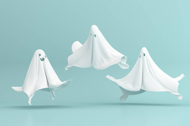 3d renderowania Halloween biały duch. - Zdjęcie, obraz