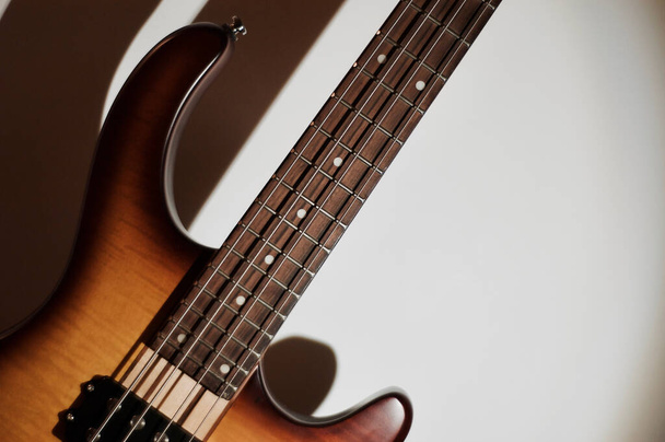 bass guitar closeup . copy space - Фото, зображення