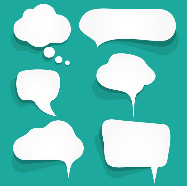EPS vector illustration of six white speech bubbles with shadows on colored background and free space for text - Vector, Image