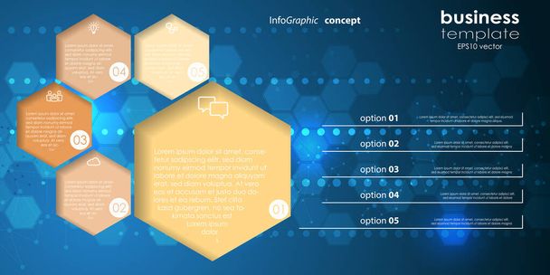 EPS 10 vector file for business info graphic template designs, team work concepts and data information with five process options - Vector, Image