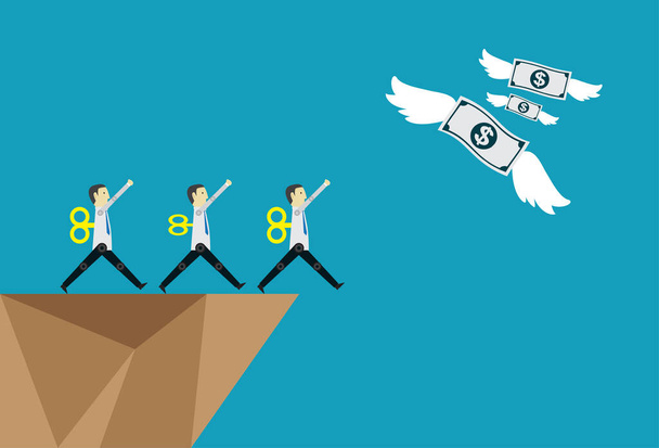 Robot follows the money that is flying away - Vector, Image