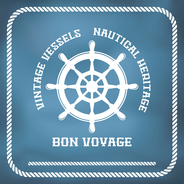 Sailing badge with ship wheel - Vector, Image