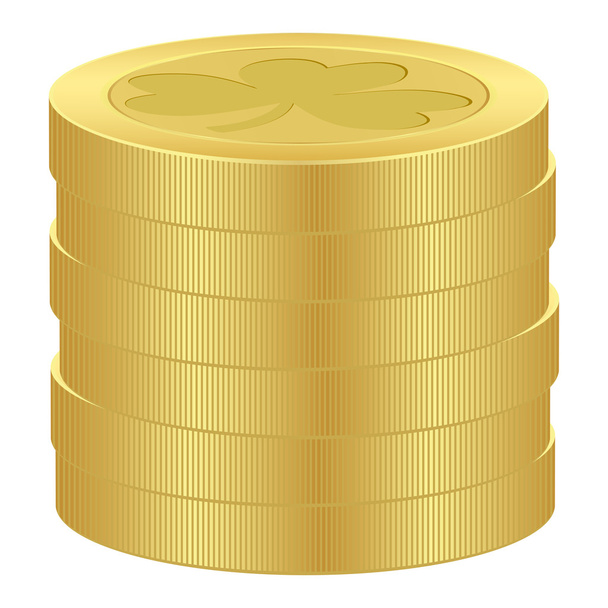 Pila de monedas en el Día de San Patricio con imagen de trébol
 - Vector, imagen