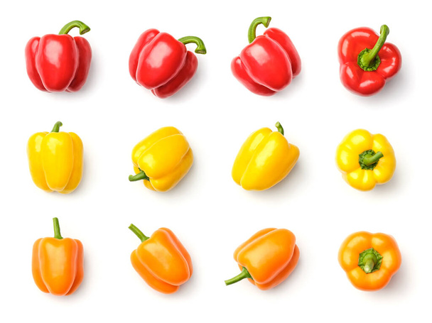 Collection of peppers isolated on white background. Set of multiple images. Part of series - Foto, imagen