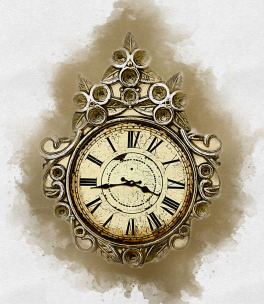 Les cadrans des anciennes horloges classiques sur fond de papier vintage - Photo, image