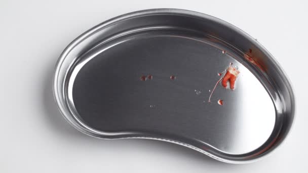 Bloodied wisdom tooth in a kidney-shaped tray - Footage, Video