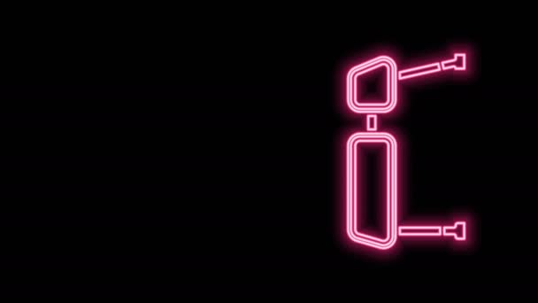 Zářící neonová čára Nákladní auto boční zrcátko ikona izolované na černém pozadí. Grafická animace pohybu videa 4K - Záběry, video