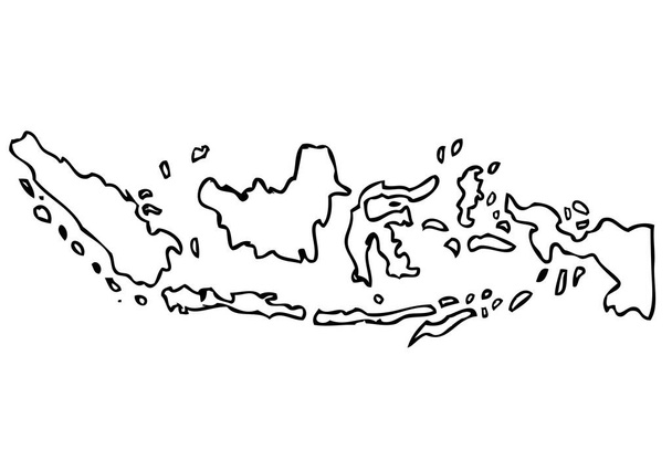 Wektor ręcznie rysować szkic Zarys szkic Mapa Indonezja, izolowane na białym - Wektor, obraz