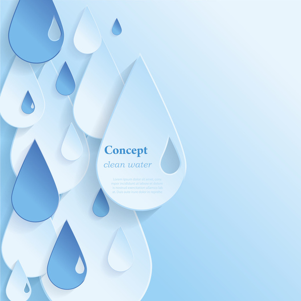 Concept clean water White and blue water vector paper drop with  - Vector, Image