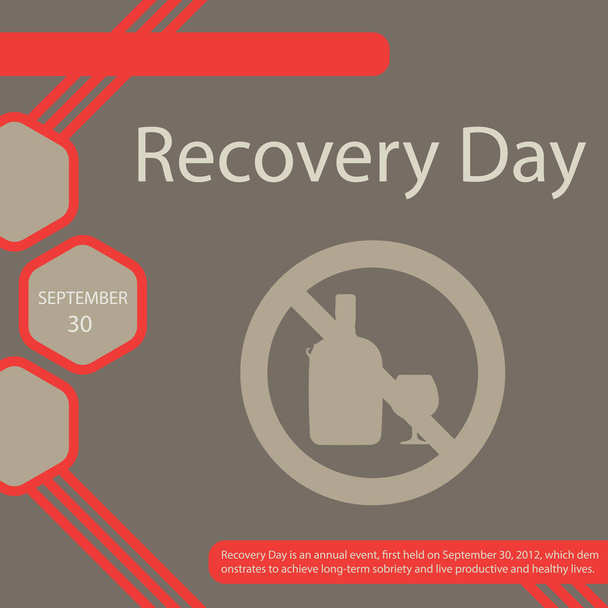 Il Recovery Day è un evento annuale, tenutosi per la prima volta il 30 settembre 2012, che dimostra di raggiungere la sobrietà a lungo termine e di vivere una vita produttiva e sana. - Vettoriali, immagini