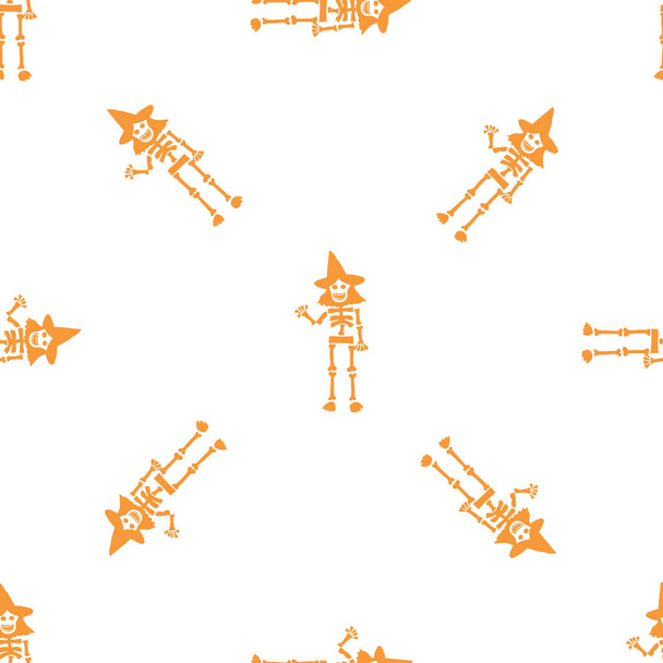Fond sans couture avec de drôles de squelettes vectoriels dessinés à la main Halloween - Vecteur, image