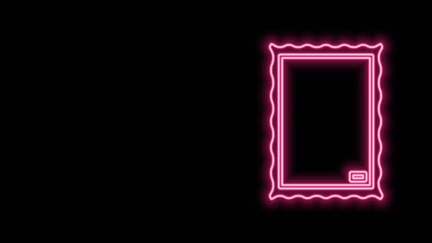 Zářící neonová čára Ikona obrázku izolovaná na černém pozadí. Grafická animace pohybu videa 4K - Záběry, video