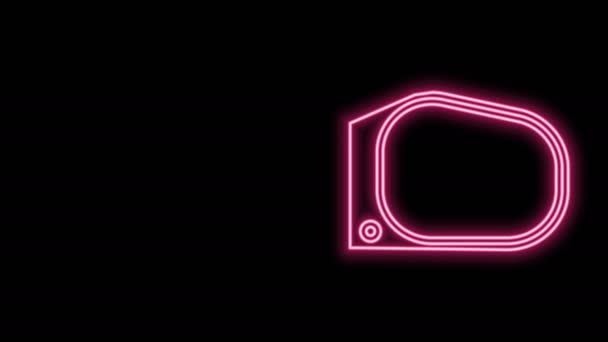 Glowing neon line Car mirror icon isolated on black background. 4K Video motion graphic animation - Footage, Video