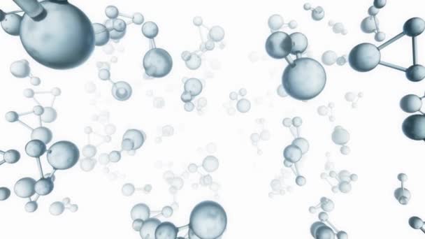 Veden, tieteen tai lääketieteen molekyyli tai atomi. Saumaton silmukka 3d renderointi - Materiaali, video