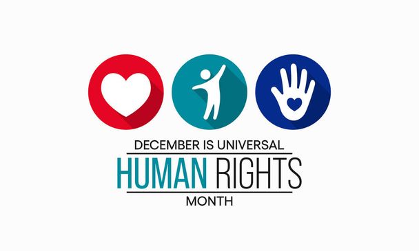 Ilustración vectorial sobre el tema del Mes Universal de los Derechos Humanos observado cada año durante diciembre en todo el mundo. - Vector, imagen