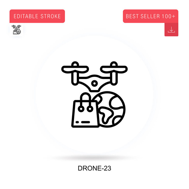 Drone-23 düz vektör ikonu. Vektör izole kavram metaforları. - Vektör, Görsel